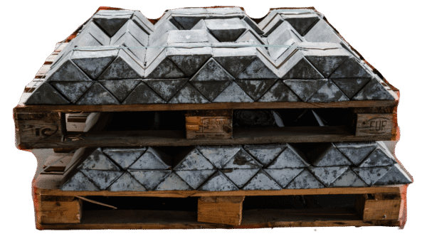 1000kg ballast loodblokken (10kg) op Pallet - Driehoek