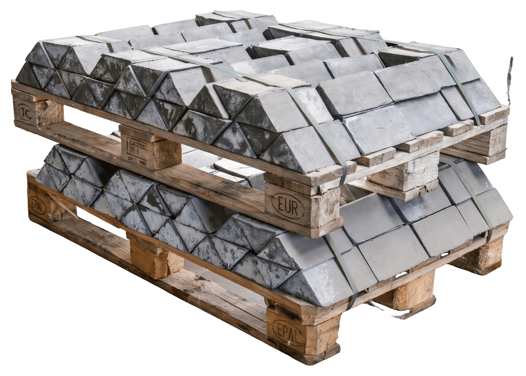 1000kg ballast loodblokken (10kg) op Pallet – Driehoek